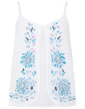 Floral Embroidered Cami in LENZING™ ECOVERO™, Ivory (IVORY), large