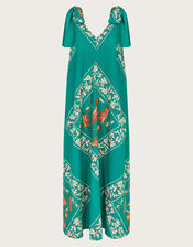 Mila Border Print Midi Dress, Teal (TEAL), large