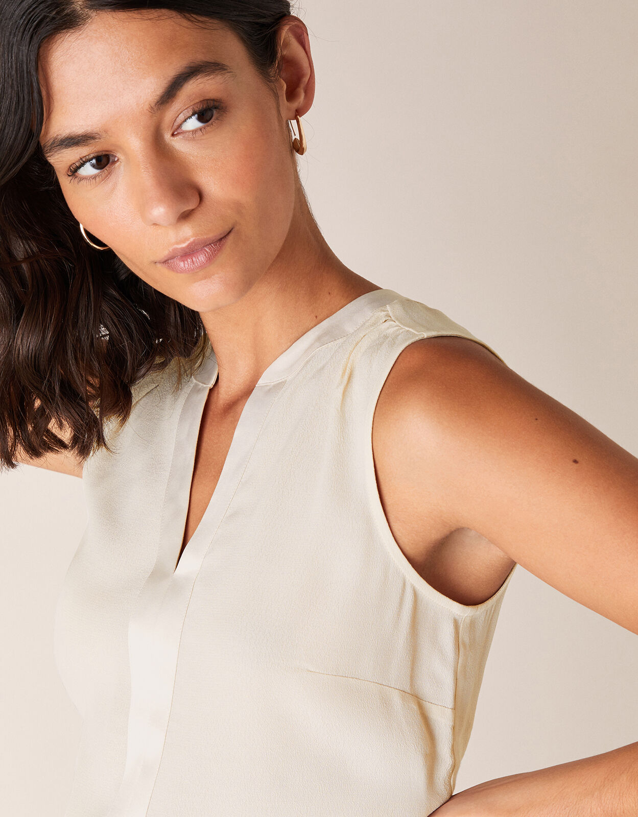 cream satin vest top
