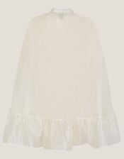 Pearl Trim Organza Cape, White (WARM IVORY), large