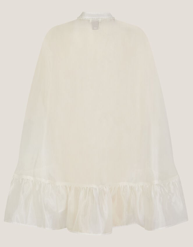 Pearl Trim Organza Cape, White (WARM IVORY), large