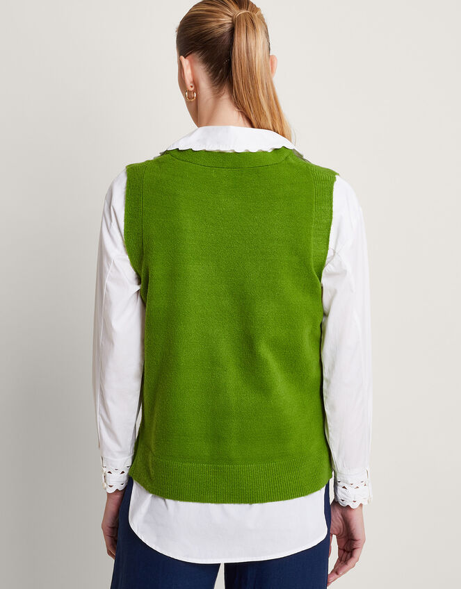 Bri Knit Sweater Vest, Green (GREEN), large