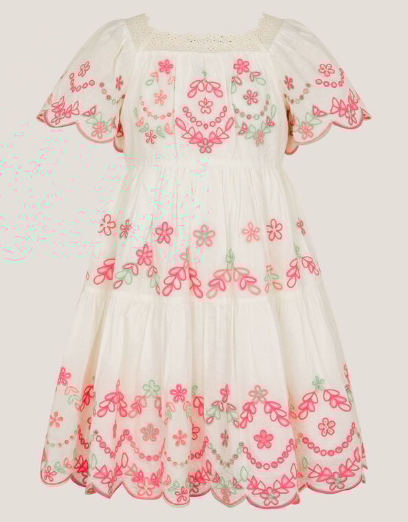 Floral Broderie Short Sleeve Dress, Multi (MULTI), large