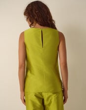 Tansy Sleeveless Taffeta Top, Green (LIME), large