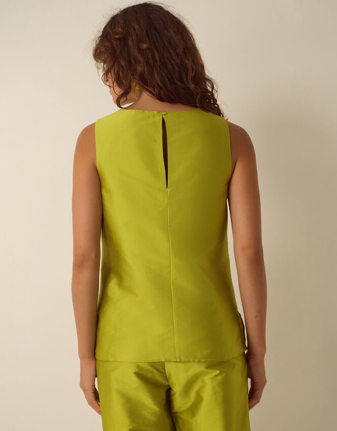 Tansy Sleeveless Taffeta Top, Green (LIME), large