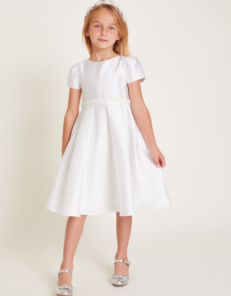 Henrietta Pearl Belt Dress, Ivory (IVORY), large