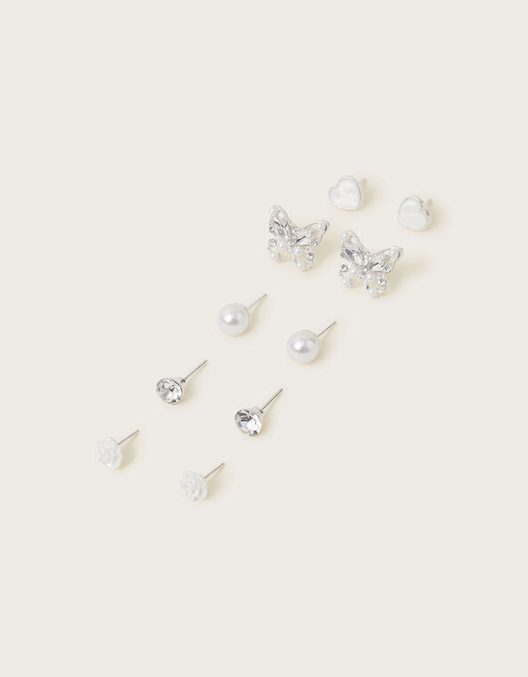 5-Pack Bridesmaid Pearl Stud Earrings, , large
