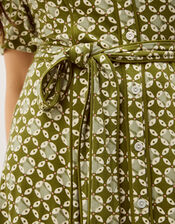 Kalani Geometric Jersey Midi Shirt Dress, Green (GREEN), large