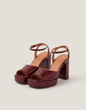 Milly Patent Croc Platform Heels, Red (BURGUNDY), large