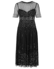 Haley Sequin Midi Dress, Black (BLACK), large