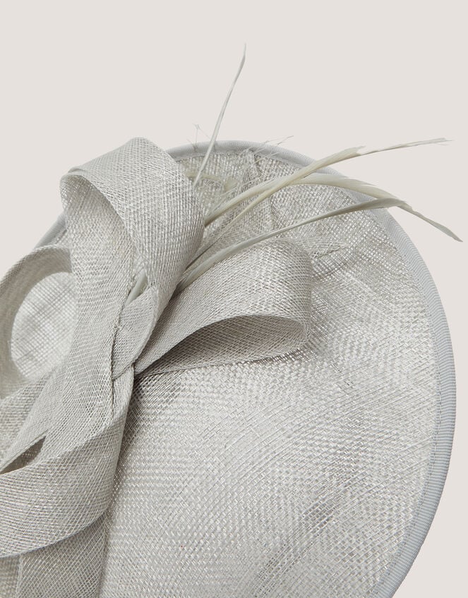 Lynelle Bow Disc Fascinator, Silver (SILVER), large