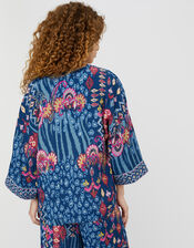 Mercy Printed Kimono in Sustainable Viscose, Blue (NAVY), large