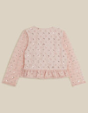 Gracie Satin Bow Embellished Cardigan, Pink (PALE PINK), large