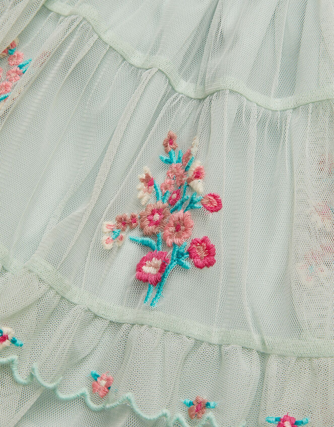 Boutique Embroidered Tulle Skirt, Green (GREEN), large