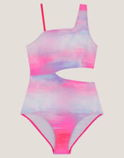 Ombr&eacute; Asymmetrical Cut Out Swimsuit, Pink (PINK), large