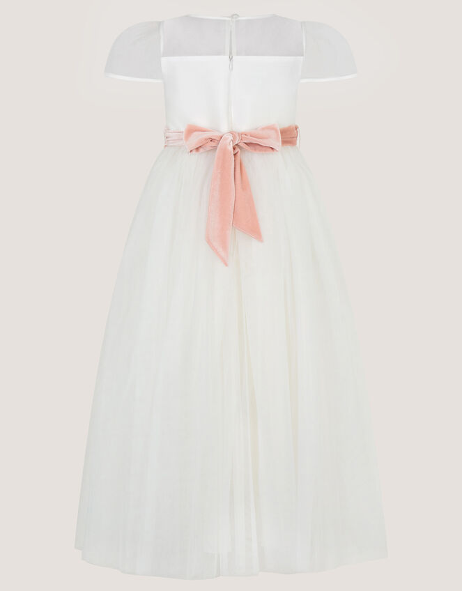 Velvet Bow Bridesmaid Dress, Ivory (IVORY), large