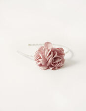 Pearl Pom-Pom Flower Headband, , large