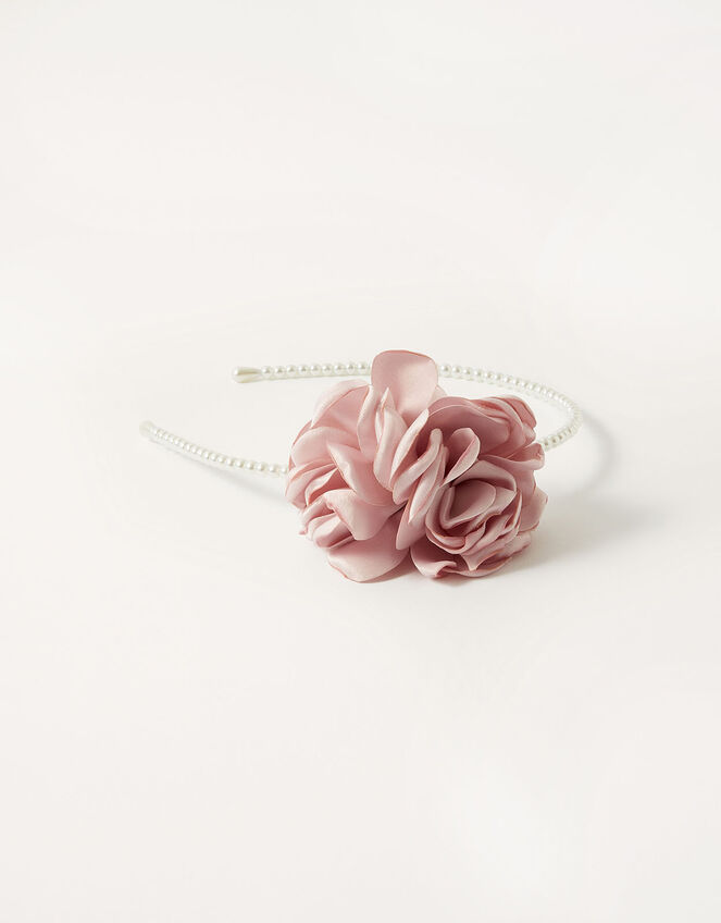 Pearl Pom-Pom Flower Headband, , large