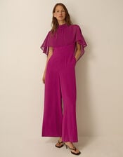 Valerie Cape Wide Leg Jumpsuit, Purple (PURPLE), large