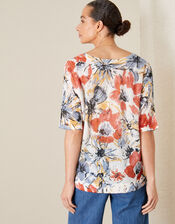 Floral Jumper in Linen Blend, Orange (ORANGE), large