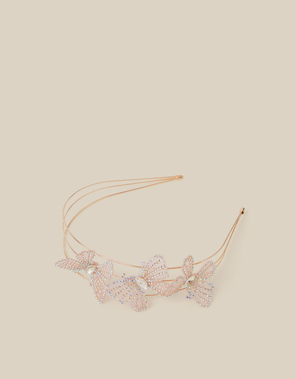 Rhinestone Butterfly Metal Headband, , large