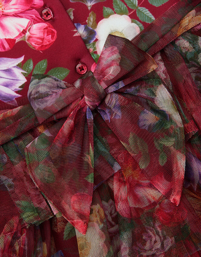 Baby Christina Floral Tiered Party Dress, Red (RED), large