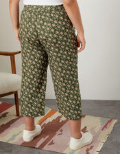 Joanna Linen Crop Trousers, Green (KHAKI), large