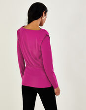 Belted Ring Detail Jersey Top with LENZING™ ECOVERO™ , Pink (PINK), large