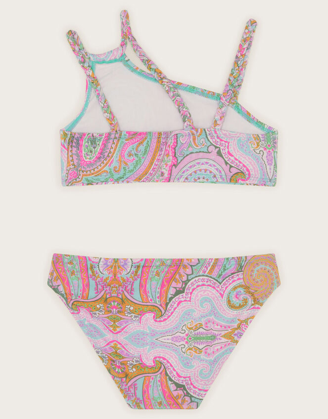Paisley Asymmetrical Bikini Set, Blue (BLUE), large
