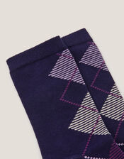 Argyle Print Socks, Purple (LILAC), large