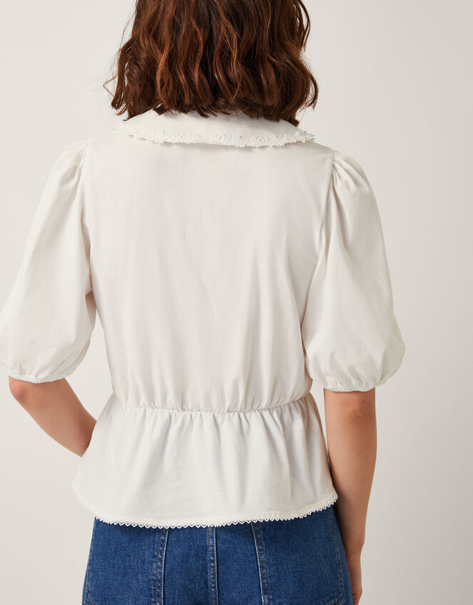 Celia Puff Sleeve Collar Blouse, Ivory (IVORY), large