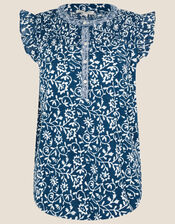 Bailey Batik Print Top, Blue (NAVY), large