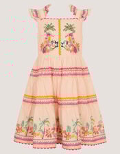 Tina Tropical Toucan Embellished Dress, Pink (PINK), large