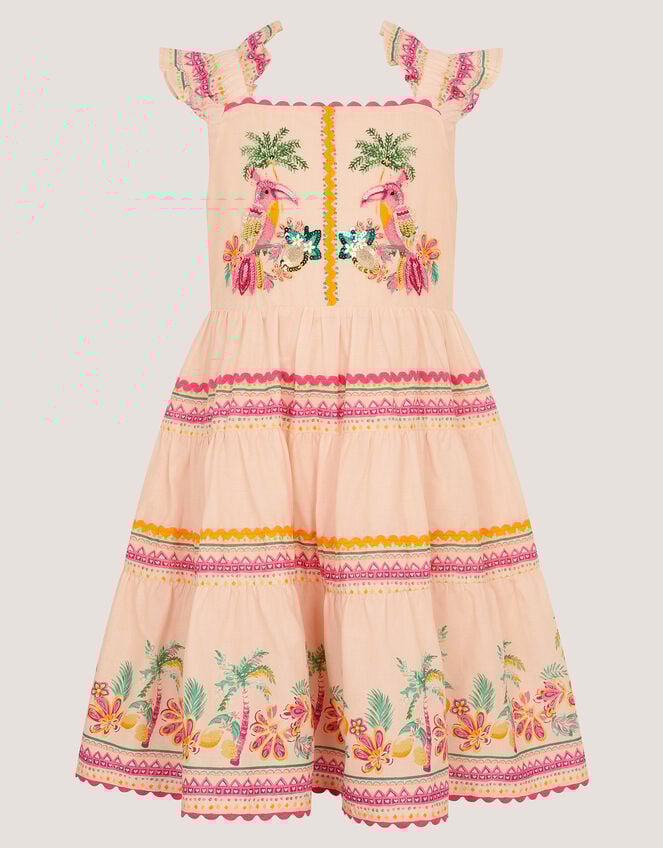 Tina Tropical Toucan Embellished Dress, Pink (PINK), large
