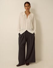 Ambar Pinstripe Wide Leg Trousers, Grey (CHARCOAL), large