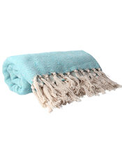 Woven Tassel Blanket Throw, , large