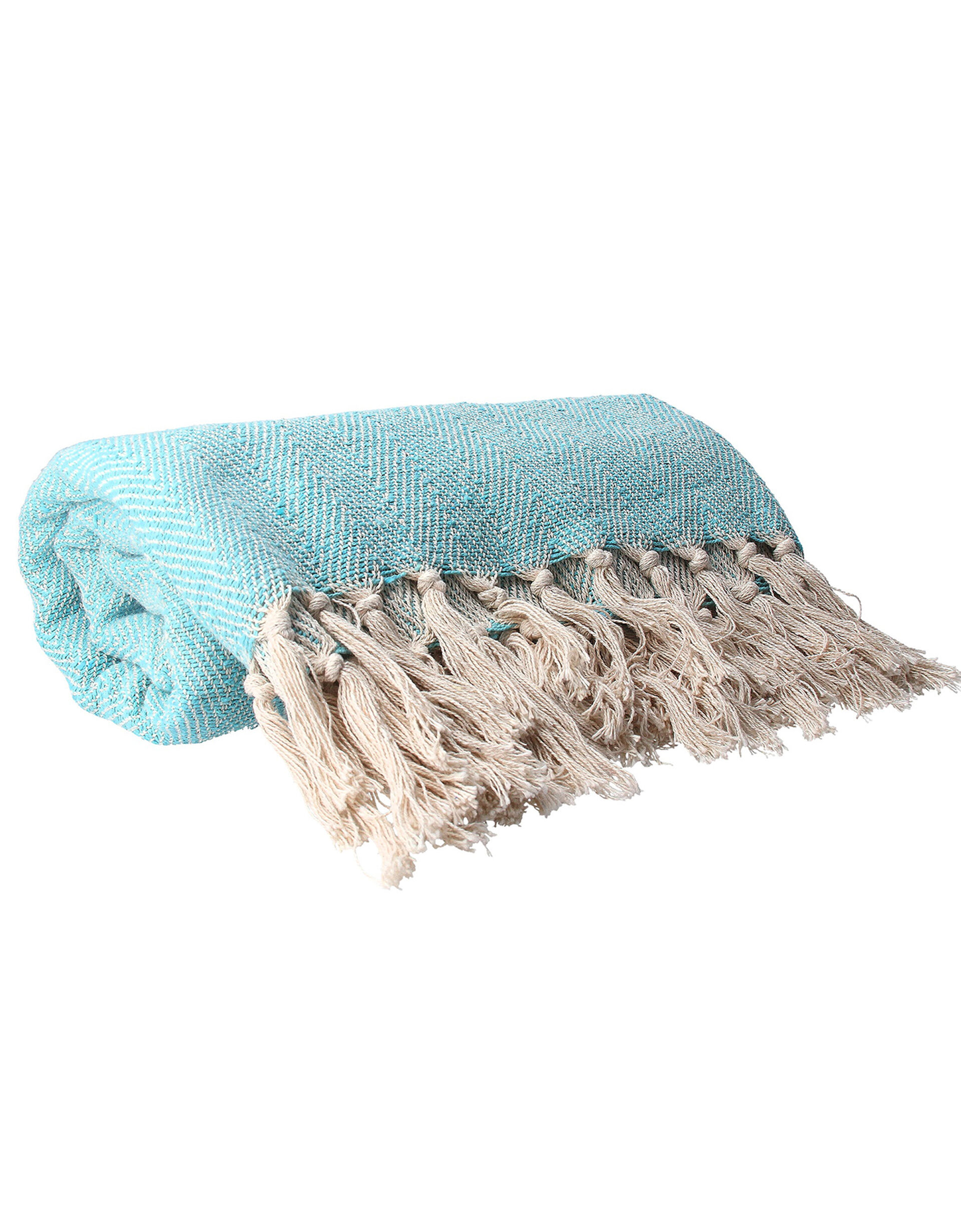 Woven Tassel Blanket Throw, , large