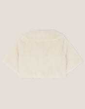 Faux Fur Collared Shrug, Ivory (IVORY), large