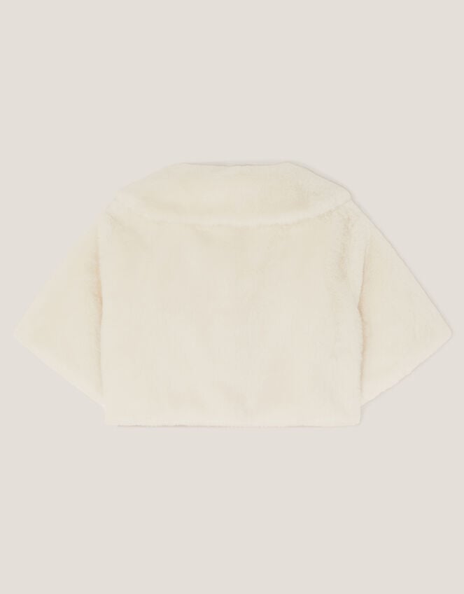 Faux Fur Collared Shrug, Ivory (IVORY), large