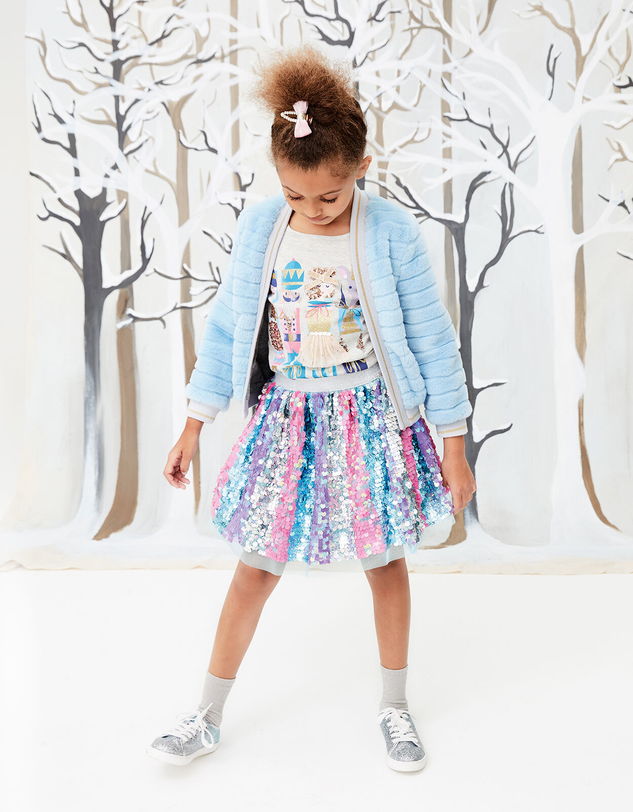 Girls faux shop fur bomber jacket