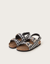 Gillian Gingham Buckle Sandals, Black (BLACK), large