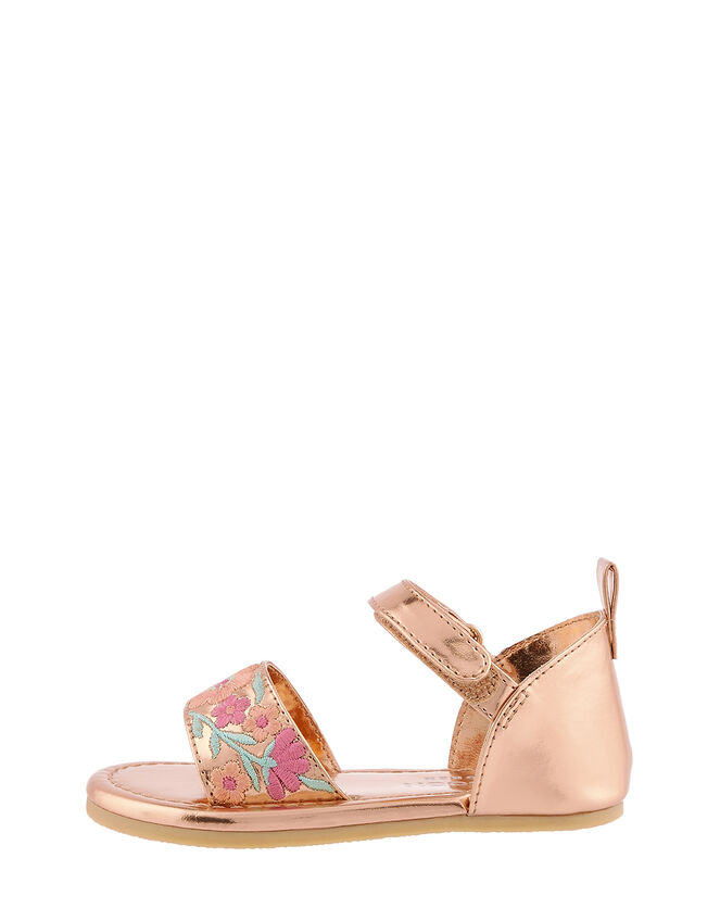 Baby Embroidered Walker Sandals, Gold (ROSE GOLD), large