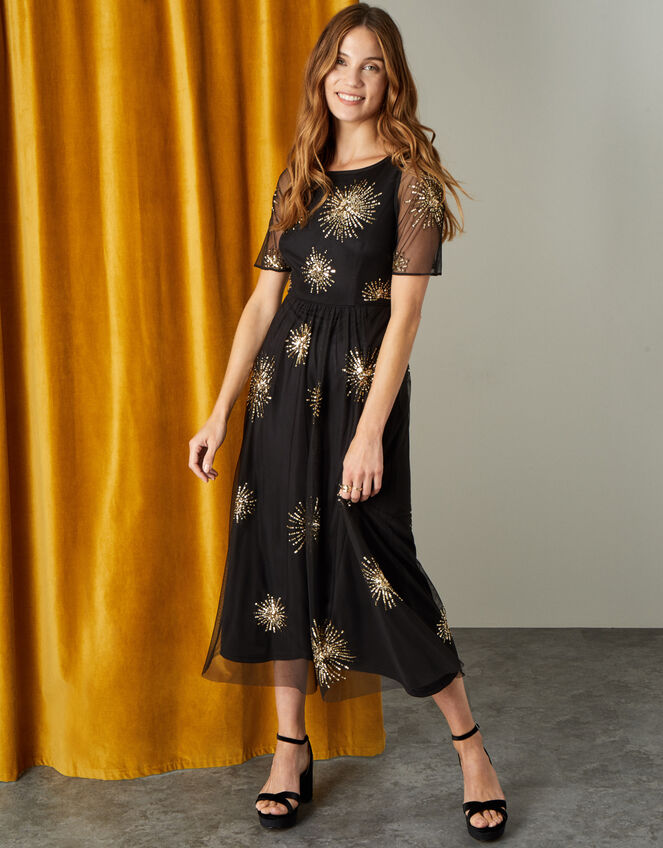 Edie Starburst Embellished Dress, Black (BLACK), large