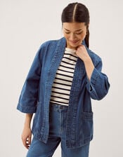 Lorna Kimono Denim Jacket, Blue (MID AUTHENTIC BLUE), large