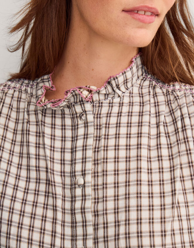 Marlo Check Blouse, Brown (BROWN), large