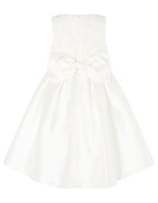 Lace Bodice Duchess Twill Dress, Ivory (IVORY), large