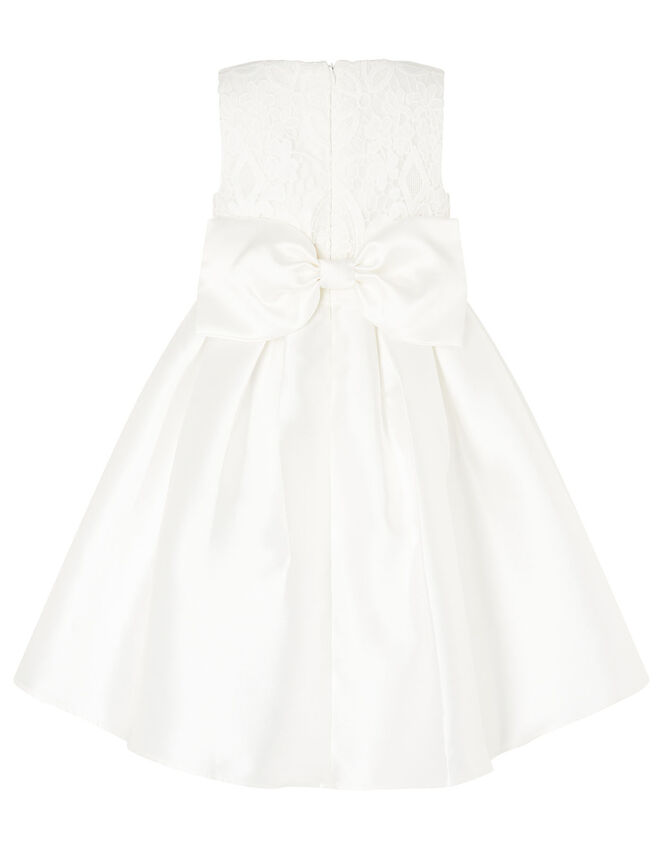 Lace Bodice Duchess Twill Dress, Ivory (IVORY), large