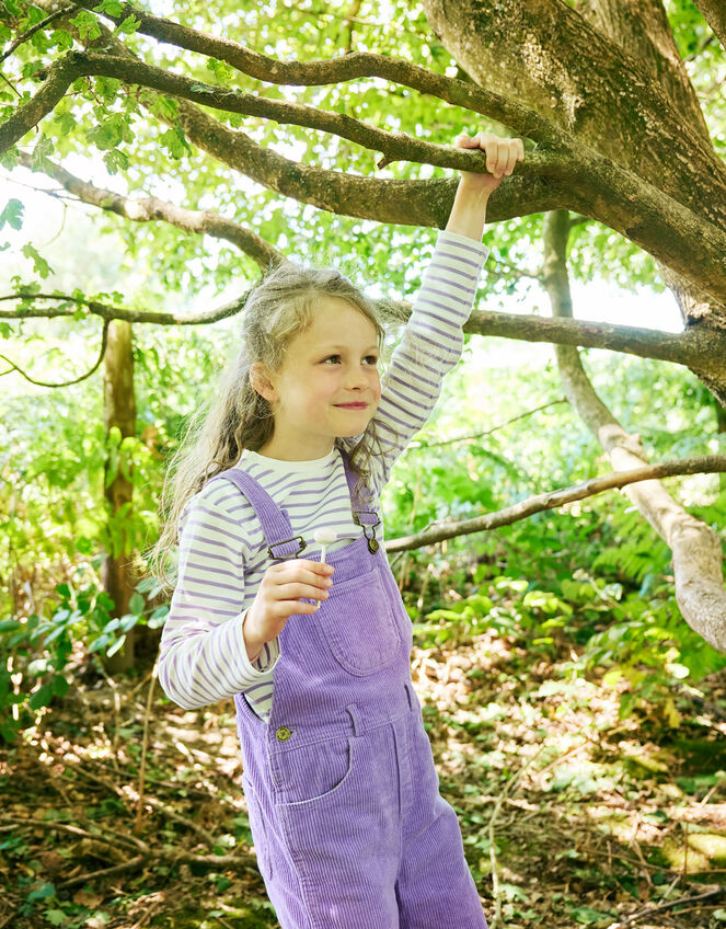 Dotty Dungarees Corduroy Chunky Dungarees, VIOLET, large