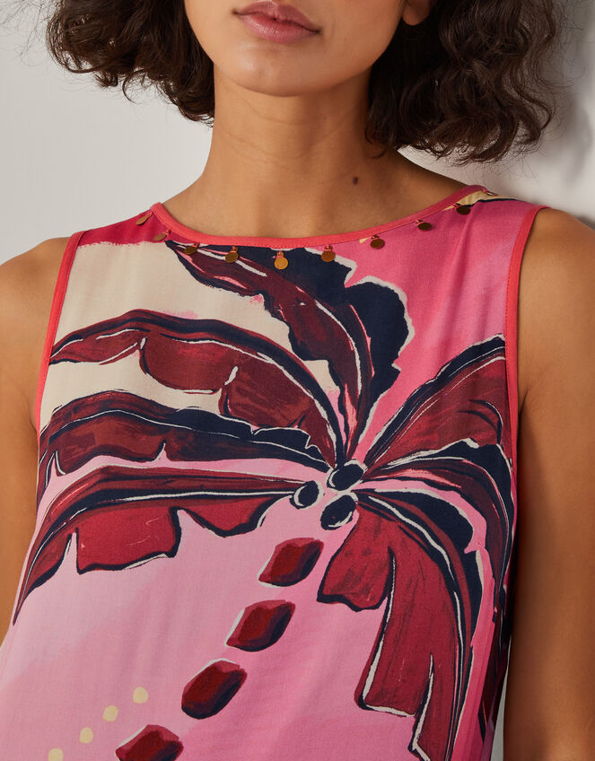 Alex Palm Print Midi Dress, Orange (RUST), large