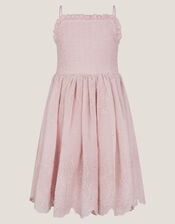 Clementine Strappy Broderie Dress, Pink (PINK), large
